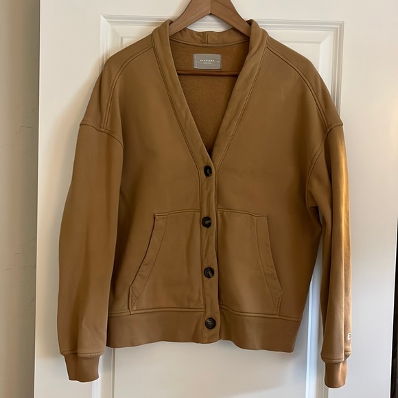 Everlane sweatshirt cardigan in walnut - Picture 1 of 6